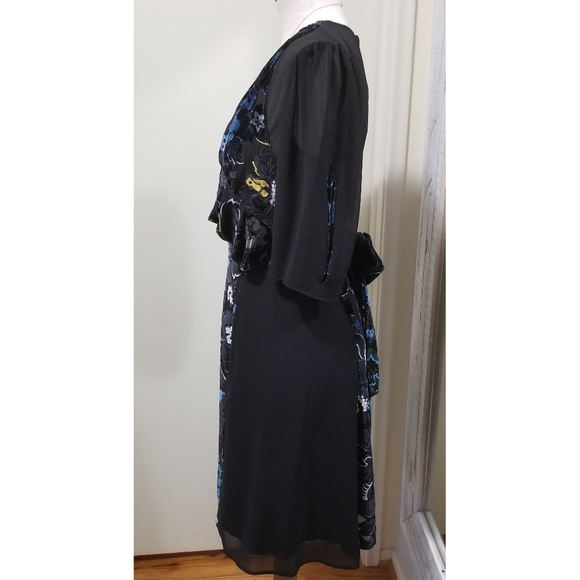 Anna SuiArabesque Floral Velvet DressBlack 4 - Picture 3 of 8